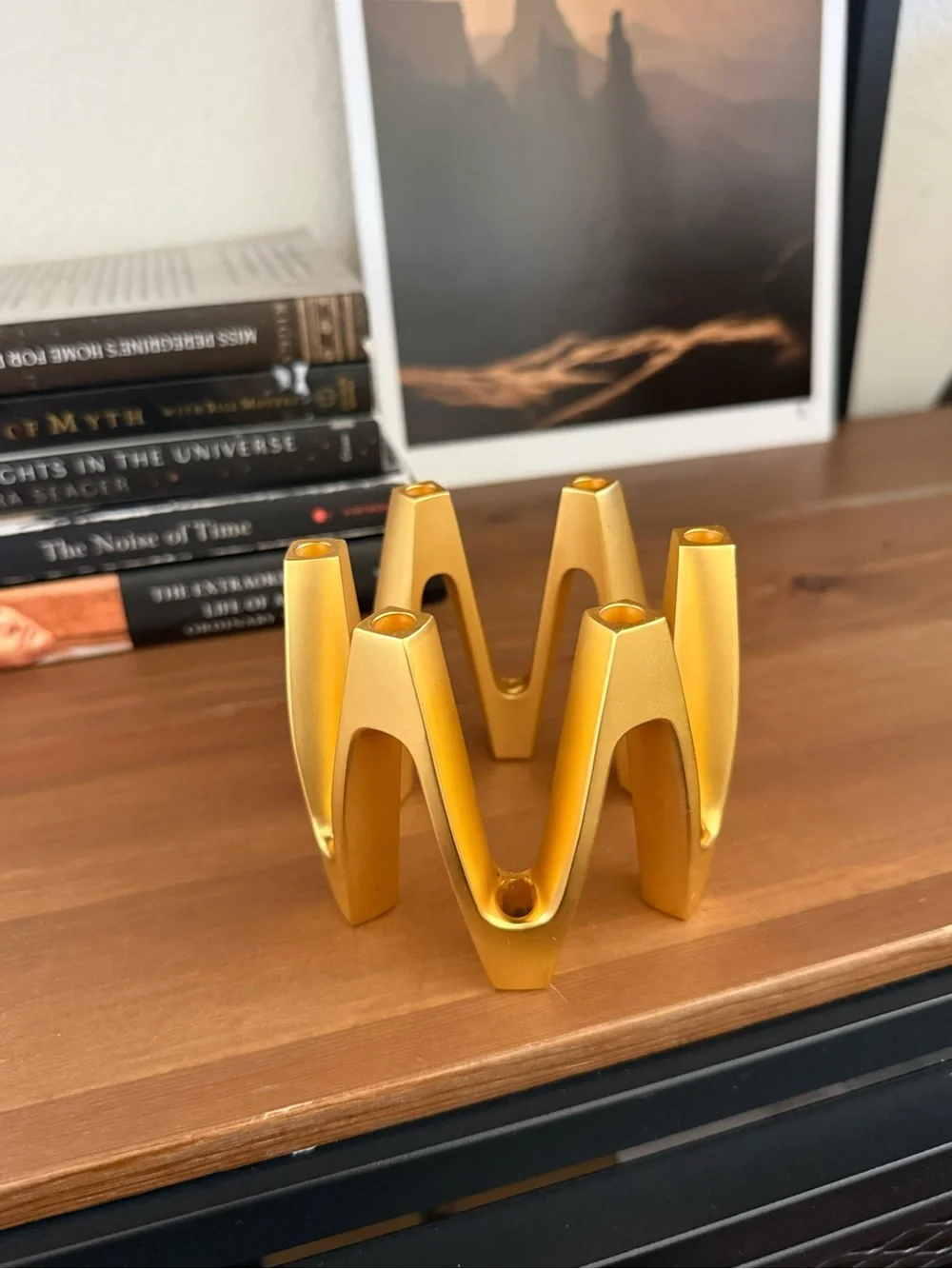 Dansk Vintage Gold Tone Zinc Tjorn Sculptural Wave Candle Holder